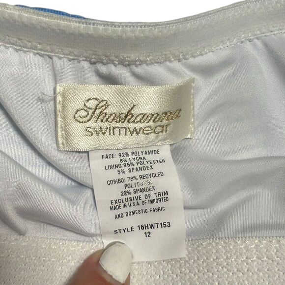 Shoshanna Swimwear Blue and White Striped Halter Strapless Tankini Top Swim Top - Picture 7 of 14